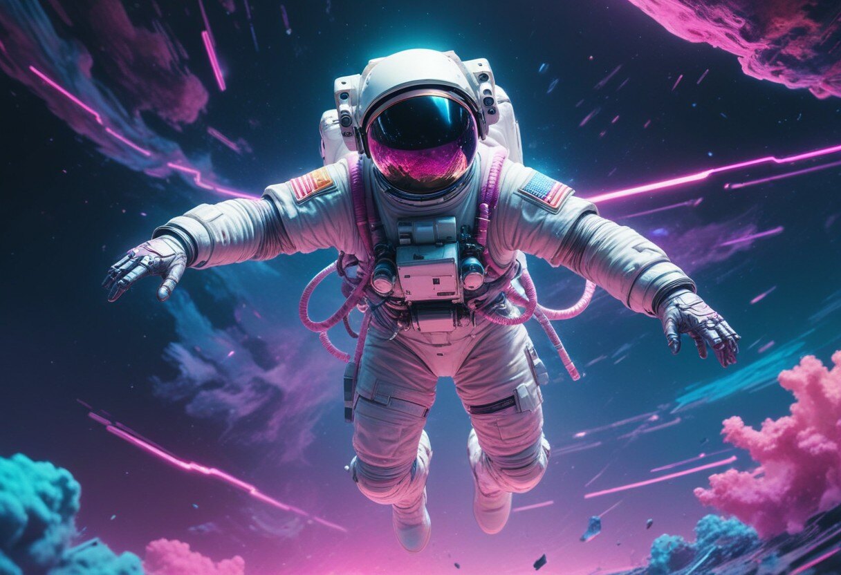 pikaso_texttoimage_cyberpunk-astronaut-floating-in-space-doing-someth